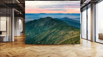 Mountain landscape at sunset Wall mural