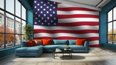 USA flag, US waving flag, American national flag in PNG isolated on transparent background Wall mural