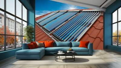 Vacuum collectors- solar water heating system Wall mural