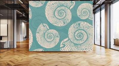 seamless seashell nautilus pattern vector illustration Wall mural