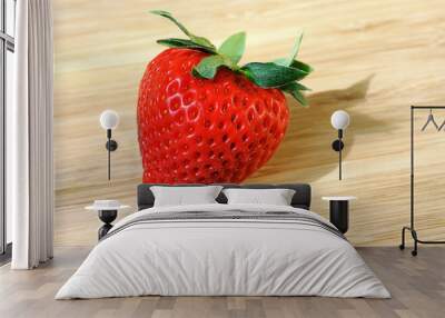 strawberry on wooden background with shadow Wall mural