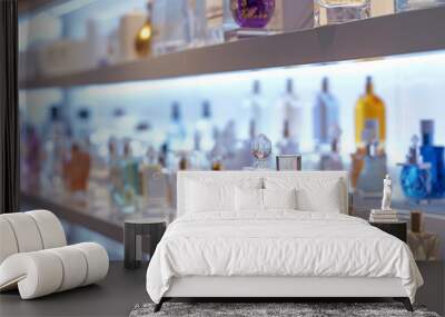 Array of Perfume Bottles on Store Shelves Wall mural