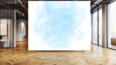 Blue watercolor background. Abstract vector paint splash, isolated on white backdrop. Aquarelle texture. Wall mural