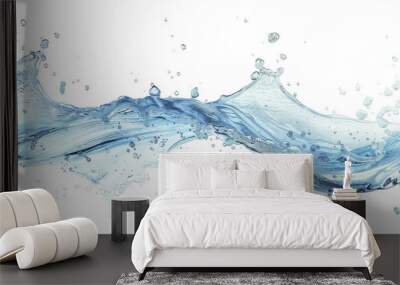 Dynamic splash of translucent water on white background, capturing fluid motion and energy. Perfect for design elements and backgrounds. Wall mural