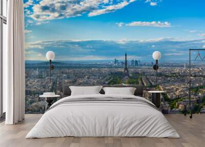 Aerial sunset view of Paris with Eiffel Tower, France Wall mural