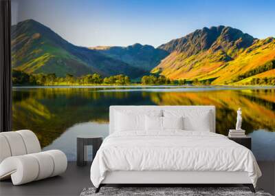 Beautiful morning panorama 
 of Buttermere lake in the Lake District. England Wall mural