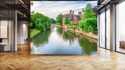 Cam river canal in Cambridge, England Wall mural