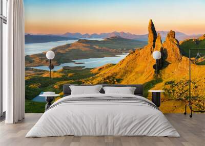 Old Man of Storr at sunrise on Isle of Skye, Scotland Wall mural