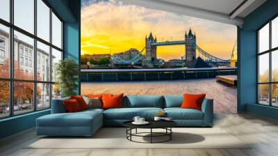 Riverside sunrise panorama of London landmarks  Wall mural