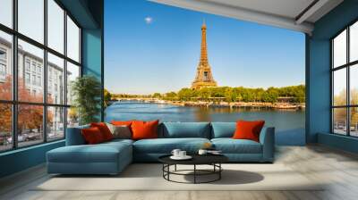 Riverside view of Eiffel Tower in Paris. France Wall mural