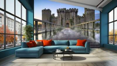 Ruins of 14th century Bodiam castle at dawn. England Wall mural