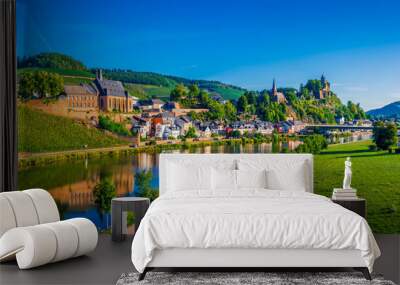 Saarburg panorama of old town on the hills in Saar river valley, Germany Wall mural