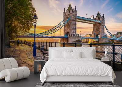 Tower Bridge at sunrise in autumn. London. England Wall mural