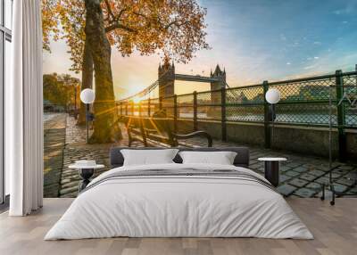 Tower Bridge at sunrise in autumn. London. England Wall mural