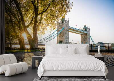 Tower bridge at sunrise in autumn Wall mural