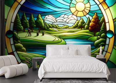 Stained glass picture of Golf Wall mural