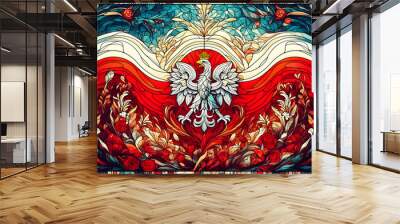 Stained glass polish independence day Wall mural