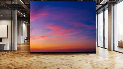 Dramatic wide panorama of late sunset with burning sky Wall mural