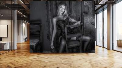 Elegant blonde sexy woman. Wall mural