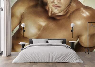 Portrait of young handsome man. Wall mural