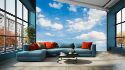 Blue cloudy sky texture. Wall mural