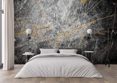 Grunge scratched metal surface. Wall mural