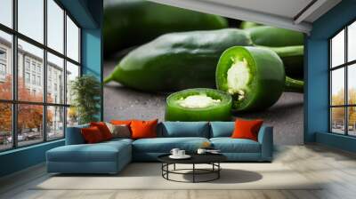 Jalapeno hot green pepper background. Wall mural