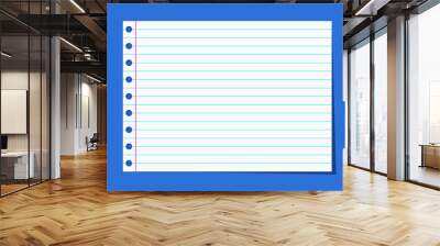 Notebook paper binder isolated on blue. Empty copy space school graphic background. Wall mural