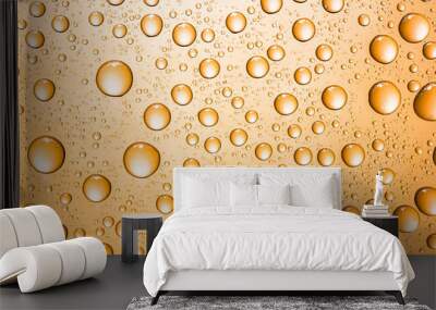 Orange glass surface covered with water drops texture. Wall mural