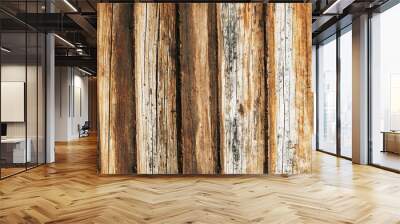 Rustic country wooden wall. Grunge brown wood desk background. Wall mural