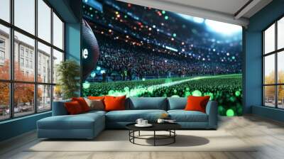 Dynamic National Football Game Illustration with Vibrant Typography and Stadium Crowd in 3D Style | Sports Event Concept for Design Wall mural