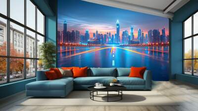 Motion blur photo of real gdp index chart uae- dubai city 5th place generative ai Wall mural