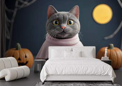 Halloween cat funny cat Horror poster Wall mural