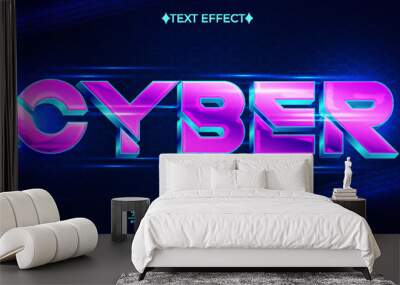 Shine Cyber Editable Vector 3D Text Effect Wall mural