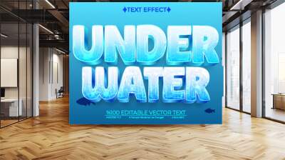 Under Water  Editable Vector 3D Text Effect Wall mural