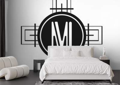 Art Deco Modern monogram Wall mural