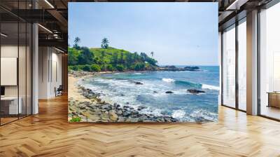 Beautiful tropical landscape on the ocean shore of Sri Lanka. Photography for tourism background, design and advertising. Wall mural