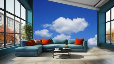 Blue sky with white clouds. Wall mural