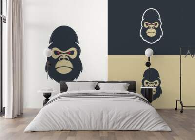 gorilla head animal logo mascot Wall mural