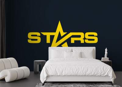 logotype stars typography logo flat Wall mural