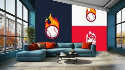 sports logo fire baseball illustration Wall mural