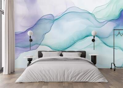 Soft and abstract colorful waves of ethanol, blending seamlessly to create a harmonious and modern design. Wall mural