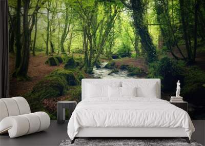 bosahan woodland stream cornwall england uk near falmouth  Wall mural