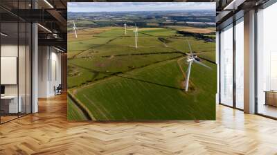 Windmills in the Cornish countryside cornwall uk from the air drone Wall mural