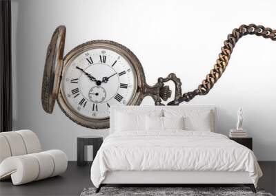 Antique pocket watch isolated on white background. Wall mural