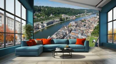 Dinant over Meuse river. Belgian province of Liege, Belgium Wall mural