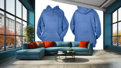 Two side of wrinkled blue black shirts Wall mural