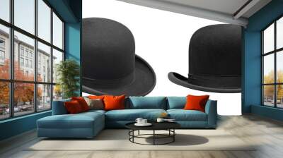 Two stylish black bowler hat Wall mural