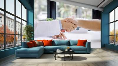 Closeup.handshake between doctor and patient in the medical office Wall mural