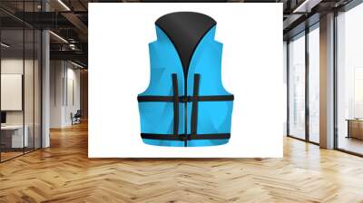 Blue life jacket flat icon. Beach rescue, protection, lifesaver. Water sport concept. can be used for topics like leisure, hobby, sport Wall mural